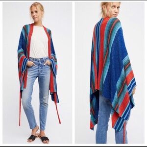 Free People Kimono OS In a Moment Striped Ruana Sparkle Stripe Cardigan Boho Y2K